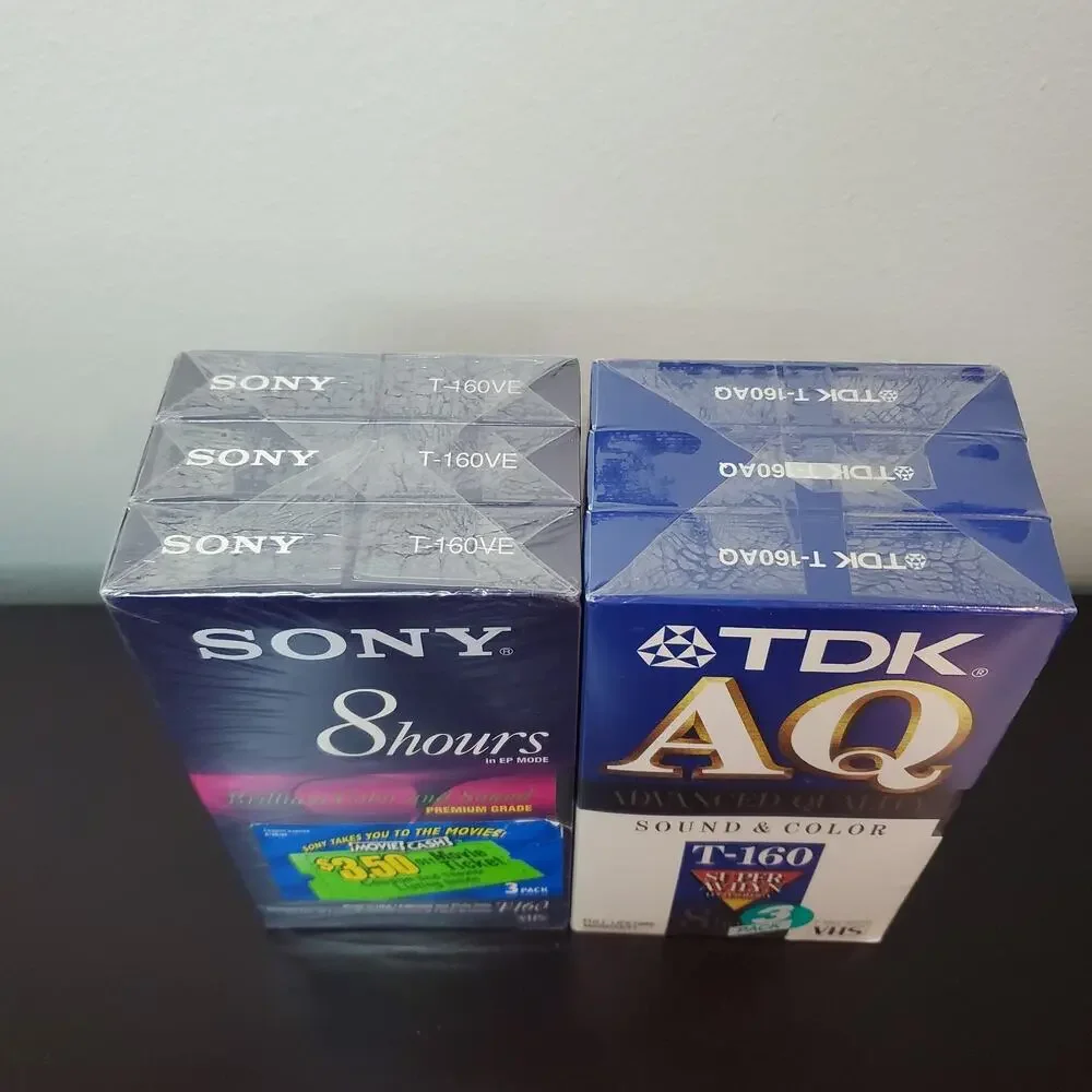3 Sony VHS Tapes Premium Grade T-160VE 8 HR & 3 TDK T-160AQ 8 HR Tapes Blank